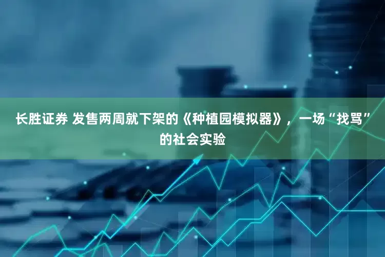 长胜证券 发售两周就下架的《种植园模拟器》，一场“找骂”的社会实验